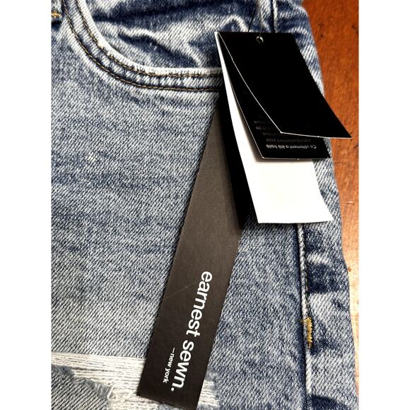 Earnest Sewn Denim Shorts Cut-Off Frayed Hem Distressed Mid-Rise Waist W 24 NWT - Picture 7 of 9